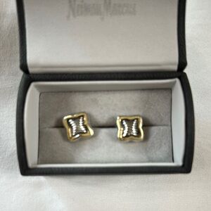 Gold and Silver David Yurman quatrafoil earrings
